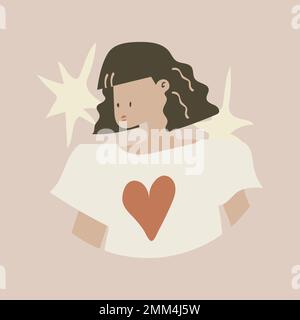 Woman character collage element, aesthetic feminine illustration in earth tone vector Stock Vector