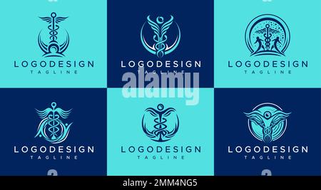 Pharmacy health logo design template. Healthcare logo design vector. Stock Vector