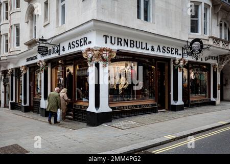 Turnbull & Asser Jermyn Street St James's London. Turnbull and Asser is a British shirt-maker established in 1885, flagship store, Jermyn St London. Stock Photo