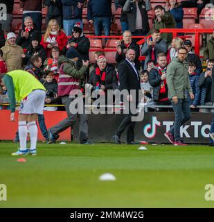 Wrexham, Wrexham County Borough, Wales. 29th January 2023. Ryan Reynolds watches the team on, during Wrexham Association Football Club V Sheffield United Football Club at The Racecourse Ground, in The Emirates FA Cup. (Credit Image: ©Cody Froggatt/Alamy Live News) Stock Photo