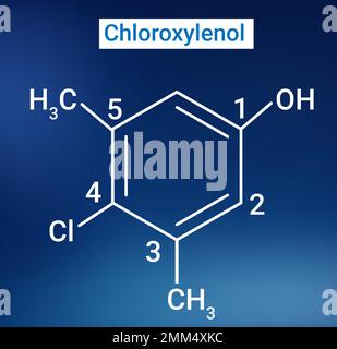 Chloroxylenol, also known as para chloro-meta xylenol (PCMX) Stock Vector