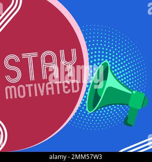 Text caption presenting Stay Motivated. Word Written on Reward yourself every time you reach a goal with knowledge Stock Photo