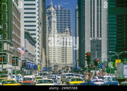 1988 HISTORICAL SOUTH MICHIGAN AVENUE CHICAGO ILLINOIS USA Stock Photo