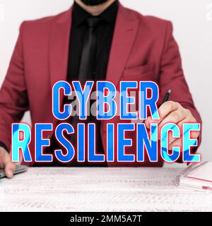 Text caption presenting Cyber Resilience. Word for measure of how well an enterprise can manage a cyberattack Stock Photo