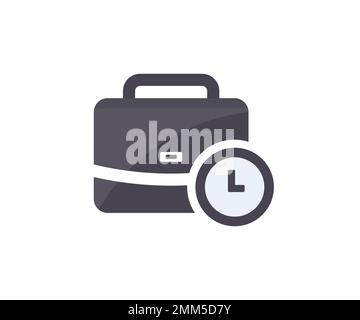 Business working times concept, business briefcase, work briefcase logo design. Business time and working hours vector design and illustration. Stock Vector