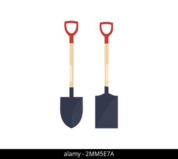 Shovel tool set. Steel shovel tool. Work gardening, agriculture garden, spade equipment, dig farm logo design. The concept of digging. Farming spade. Stock Vector