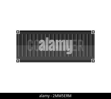 Shipping container, front view, harbor freight logo design. Closed shipping container. Shipping cargo containers. Large intermodal steel freight box. Stock Vector