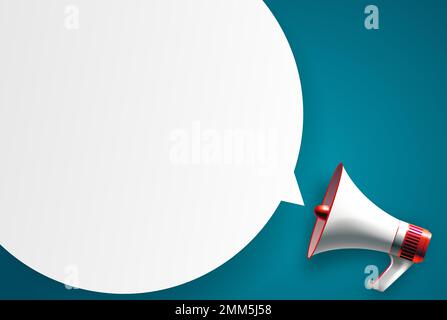 Megaphone with speech bubble on blue background. Vector Illustration. EPS10 Stock Vector