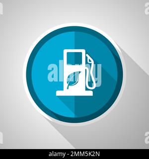 Biofuel symbol, flat design vector blue icon with long shadow Stock Vector