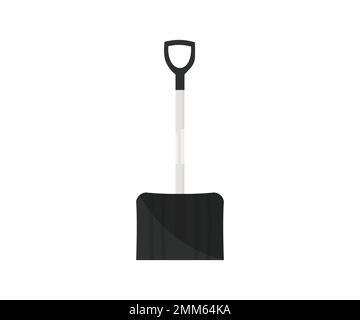 Plastic snow shovel logo design. Winter snow removal and cleaning. Close up of snow shovel vector design and illustration. Stock Vector