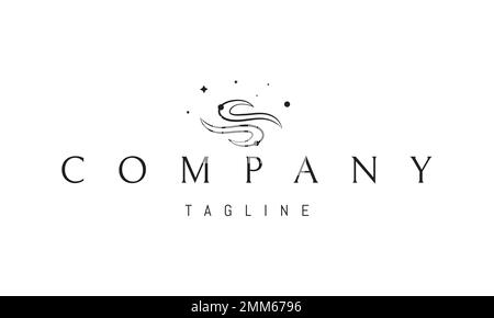 Vector logo on which an abstract image of cosmic waves against the background of stars. Stock Vector