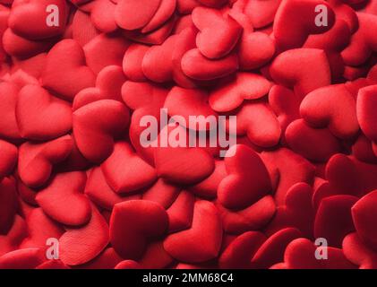 top view of Red Hearts, valentine background Stock Photo