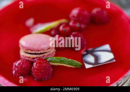 jelly fruit cake with a macaroon Stock Photo