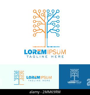 A vector illustration set of Circuit Tree Logo Sign Stock Vector