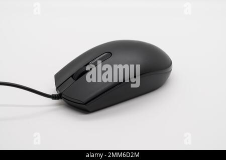 Black computer mouse isolated on a white background Stock Photo