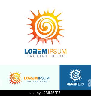 A vector Illustration set of Solar Energy Logo Sign Stock Vector