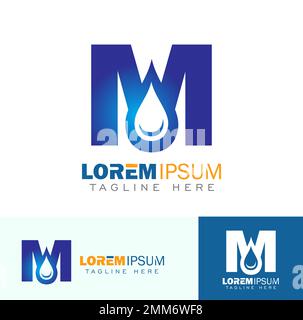 Water Drop Monogram Logo Initial Letter M Stock Vector