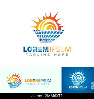 A vector Illustration set of Solar Energy Logo Sign Stock Vector