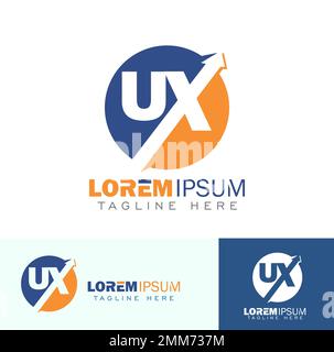 A vector illustration set of UX Monogram Initial Logo Sign Stock Vector