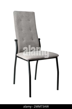 New gray modern chair isolated on white. Side view. Stock Photo