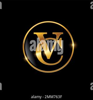 A vector Illustration of Golden VC Monogram Initial Logo Sign Stock Vector