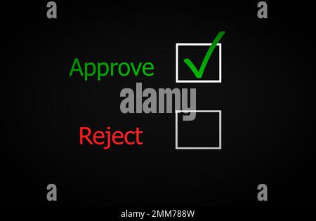 Approved and rejected symbols, selected acceptance, making a choice ...