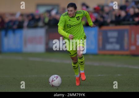 Hetton, UK. 21st Jan, 2023. Hannah Blundell of Manchester United during the Women's Fourth Round FA Cup match between Sunderland and Manchester United at Eppleton CW, Hetton on Sunday 29th January 2023. (Credit: Scott Llewellyn | MI News) Credit: MI News & Sport /Alamy Live News Stock Photo