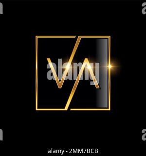 A vector Illustration of Golden VA Monogram Initial Logo Sign in black ...