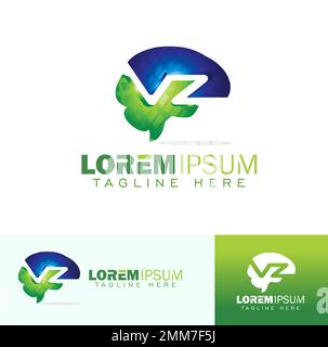 A vector illustration set of VZ Monogram Initial Logo Sign Stock Vector