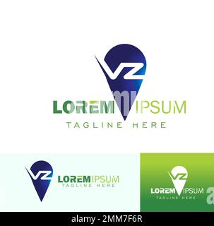 A vector Illustration set of VZ Monogram Initial Logo Sign Stock Vector