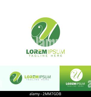 A vector Illustration set of U Monogram Initial Logo Sign Stock Vector