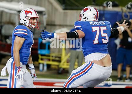 SMU quarterback Shane Buechele (7) celebrates during an NCAA college  football game against SMU in New Orleans, Friday, Oct. 16, 2020. (AP  Photo/Matthew Hinton Stock Photo - Alamy