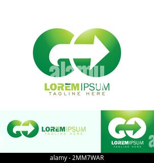 A vector Illustration set of Go and Arrow symbol logo Stock Vector