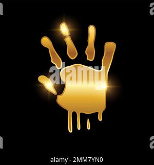 A vector illustration of Golden Hand Print Logo Sign Stock Vector