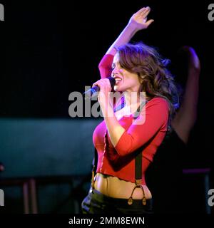 Danielle Jane 'Dannii' Minogue performing on stage at Glasgow, Scotland. Stock Photo