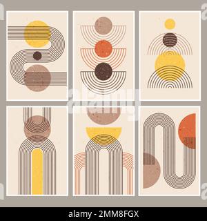 Arch forms. Abstract geometric waveforms graphic lines minimalists shapes recent vector rainbows templates Stock Vector