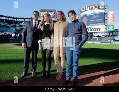 New York Mets new general manager Brodie Van Wagenen left poses