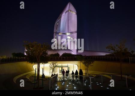 King Abdulaziz Center for World Culture, also known as Ithra, museum, library and venue, Dhahran, ash-Sharqiyya province, Persian Gulf, Saudi Arabia Stock Photo