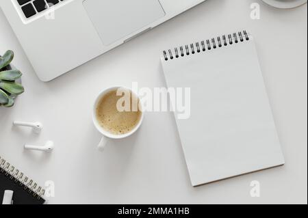 arrangement with empty notepad desk. Resolution and high quality beautiful photo Stock Photo