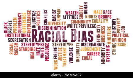 Racial Bias word cloud concept on white background. Stock Photo