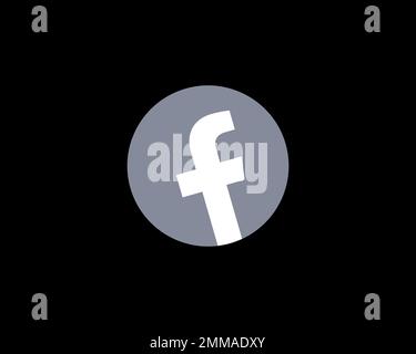 Facebook, rotated, black background, logo, brand name Stock Photo