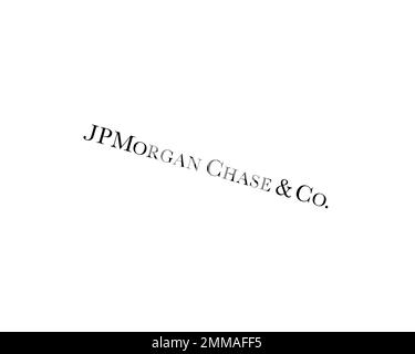 JPMorgan Chase, rotated, white background logo, brand name Stock Photo