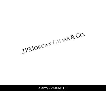 JPMorgan Chase, rotated, white background, logo, brand name Stock Photo