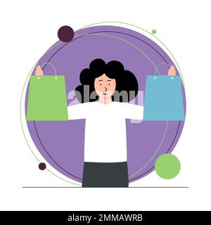 Online shopping, promotion illustration with a buyer Stock Vector