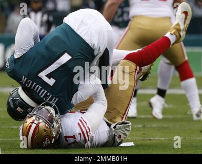 San Francisco 49ers quarterback Josh Johnson (17) hands off the