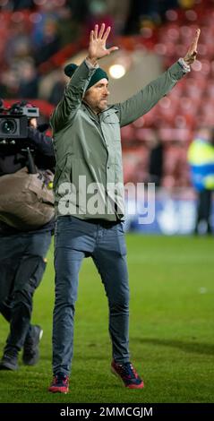 Wrexham, Wrexham County Borough, Wales. 29th January 2023. Wrexham Co-owner Ryan Reynolds, during Wrexham Association Football Club V Sheffield United Football Club at The Racecourse Ground, in The Emirates FA Cup. (Credit Image: ©Cody Froggatt/Alamy Live News) Stock Photo