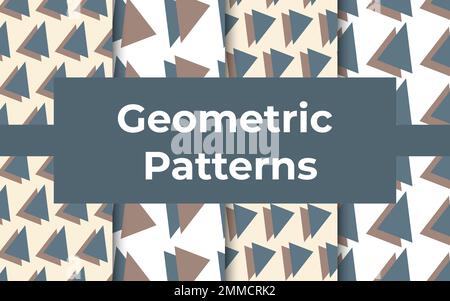 Set Of Geometric Pattern With Triangles, Blue And Brown Minimalistic Vector Illustration Stock Vector