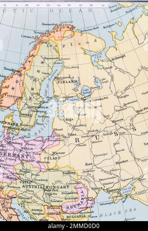 FINLANDS「atlas」 c. 1909 Atlas map of Finland and Baltic states. For Finland