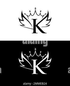 A vector Illustration of Wings and Crown Monogram Logo Initial Letter K Stock Vector