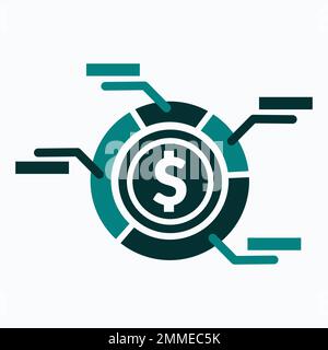 Money management or market share flat monochrome icon. Can be used for business app and web icons Stock Vector